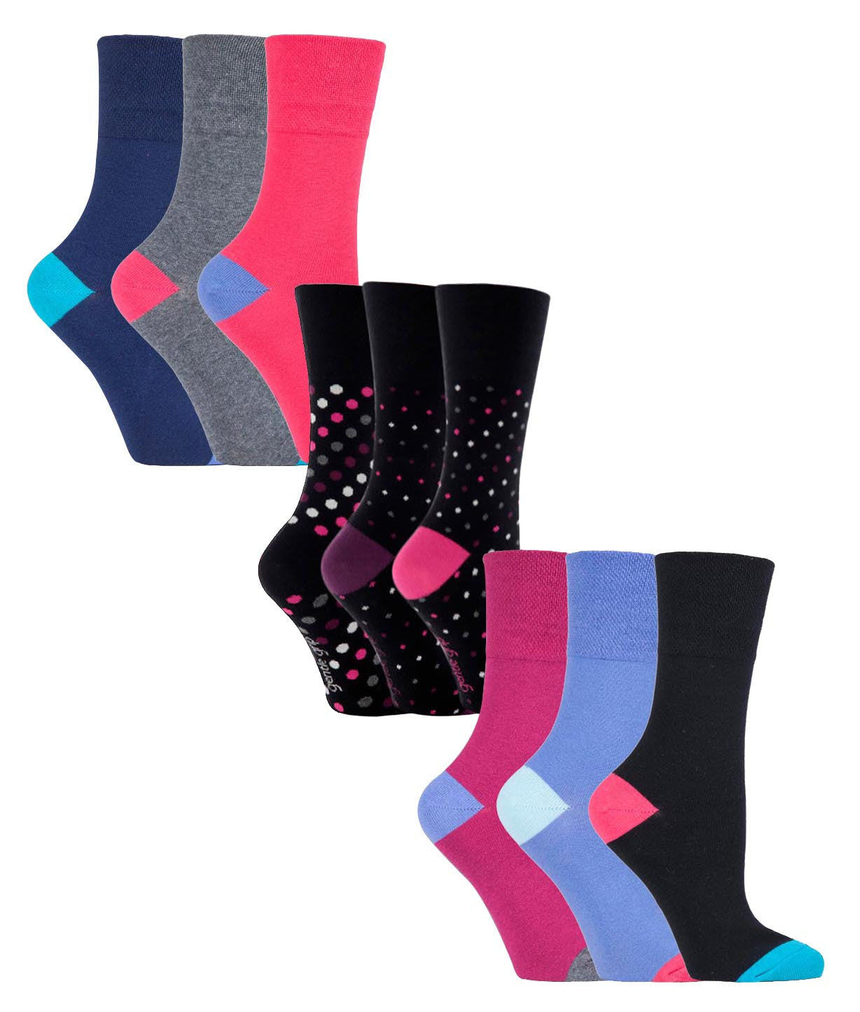 9 Pairs Ladies Cotton Patterned Non Elastic Socks