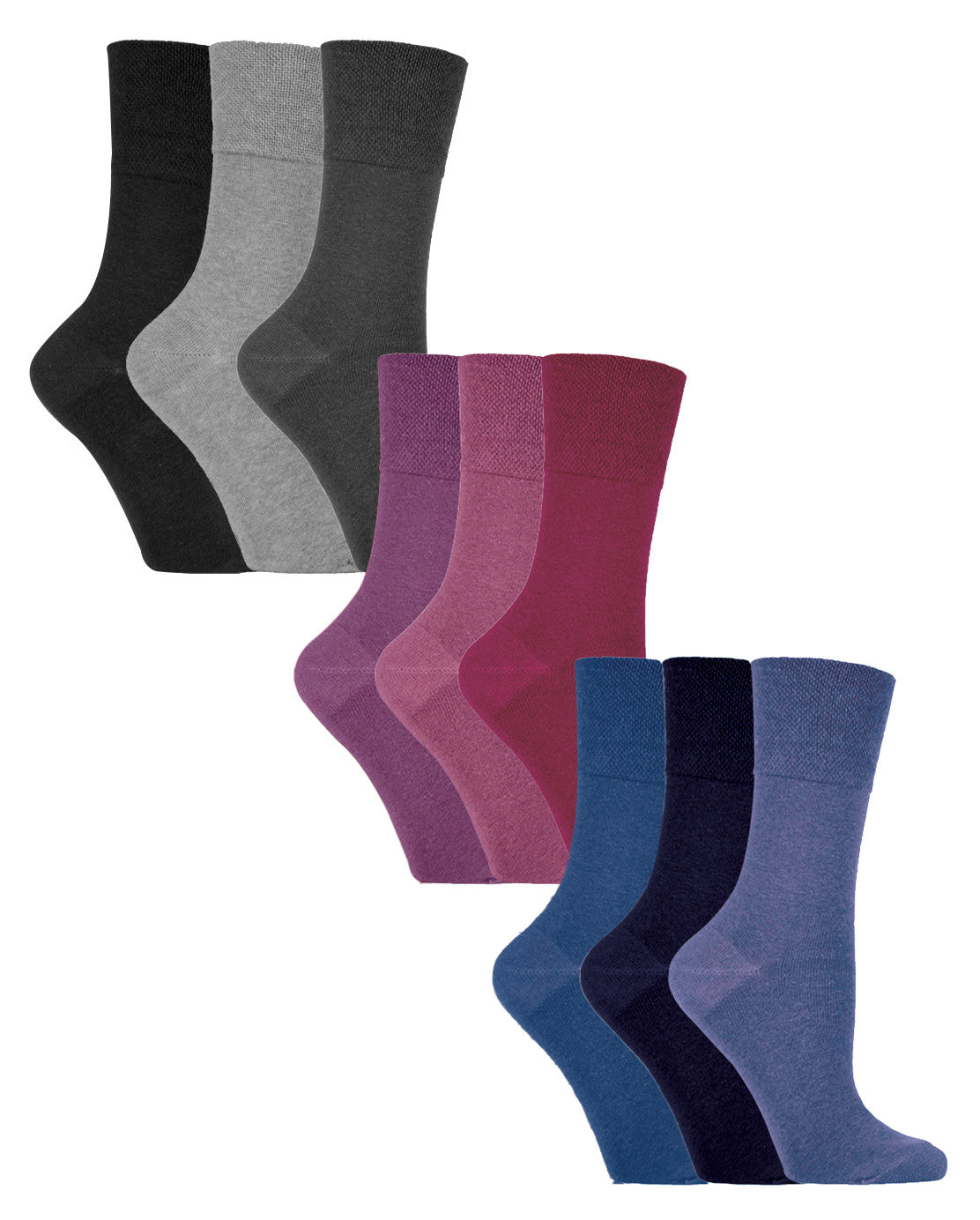 9 Pairs Ladies Cotton Patterned Non Elastic Socks