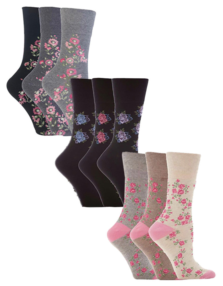 9 Pairs Ladies Cotton Patterned Non Elastic Socks