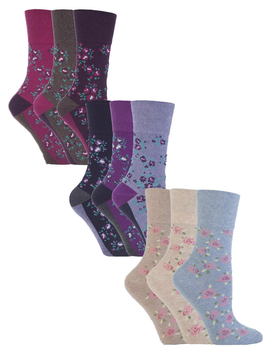 9 Pairs Ladies Cotton Patterned Non Elastic Socks