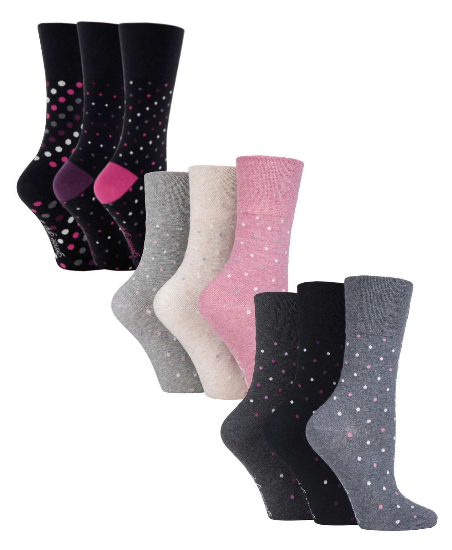 9 Pairs Ladies Cotton Patterned Non Elastic Socks