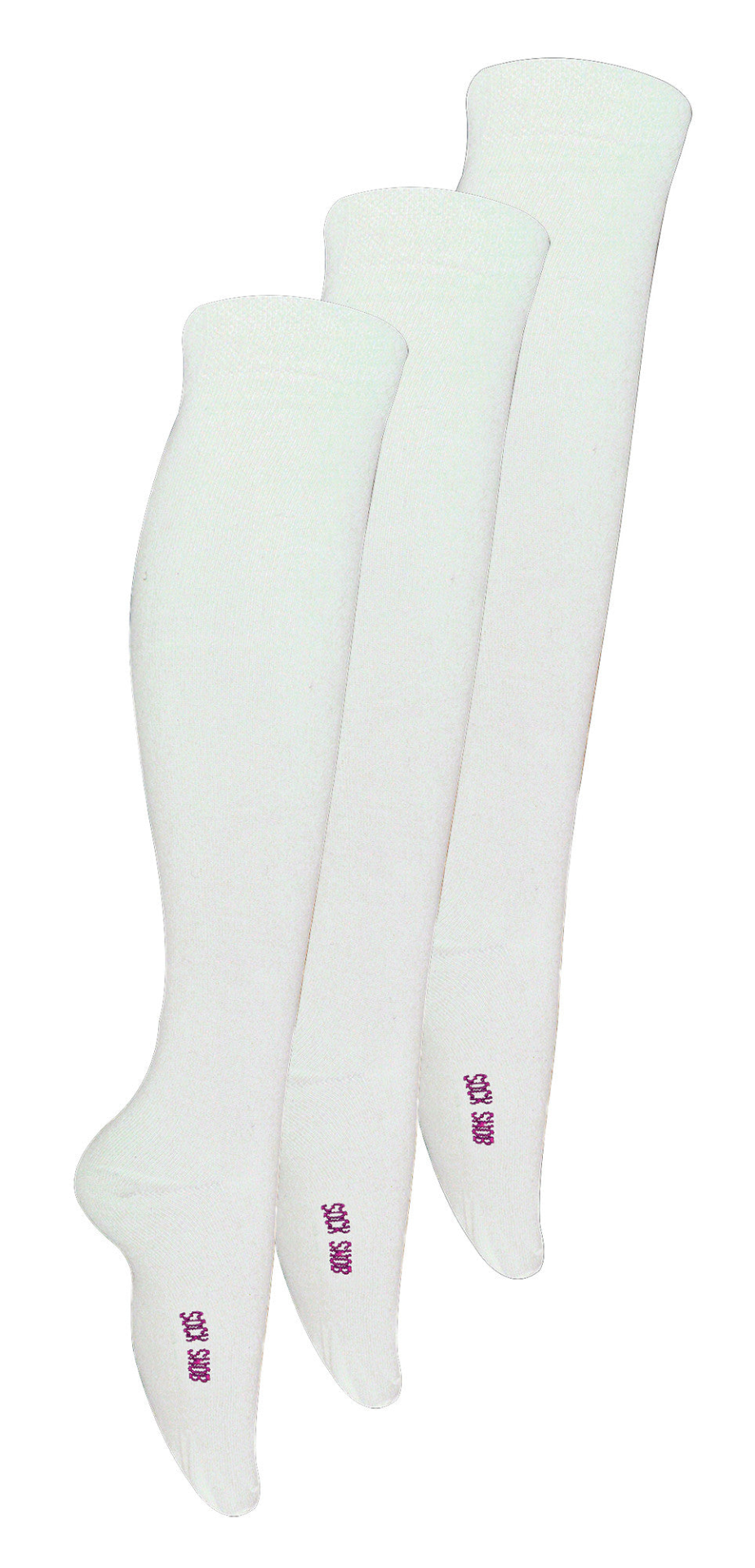 3 Pairs Girls Plain Knee High Bamboo Socks