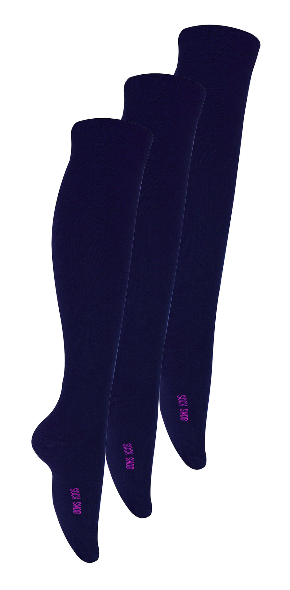 3 Pairs Girls Plain Knee High Bamboo Socks