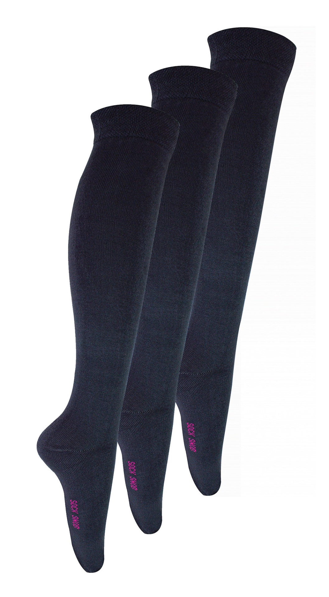 3 Pairs Girls Plain Knee High Bamboo Socks