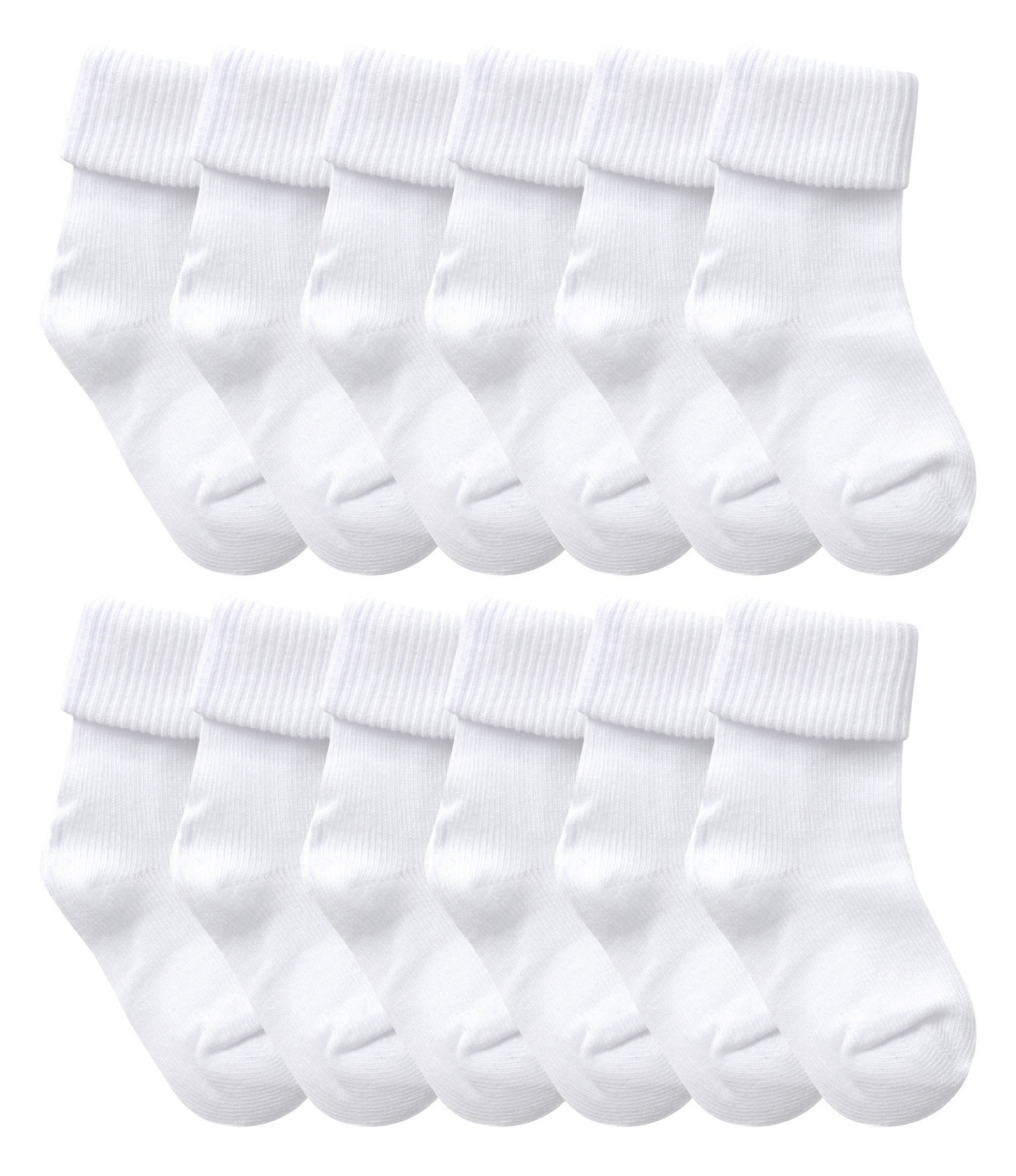 12 Pairs Babies Soft Cotton Turnover Top Socks