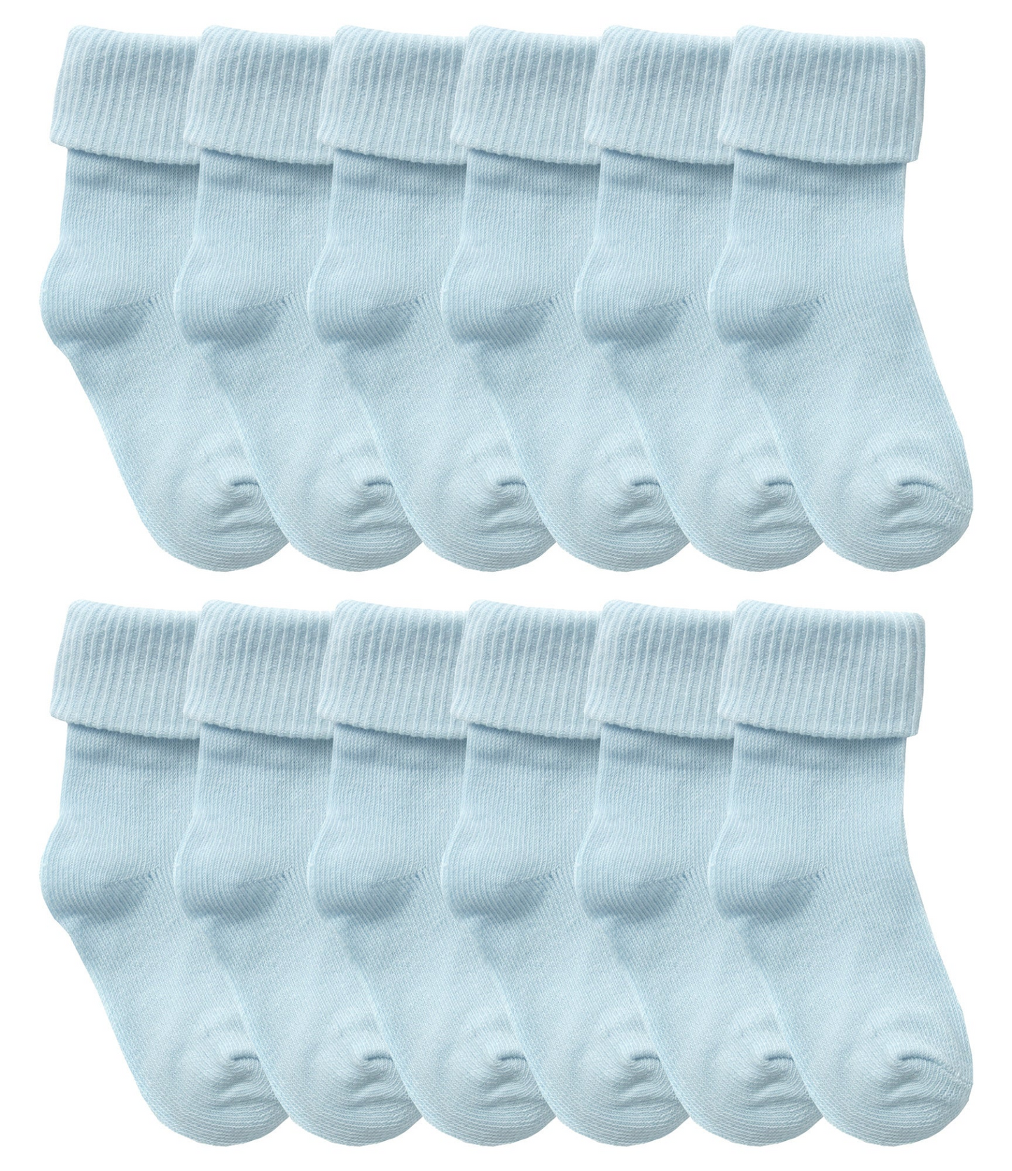 12 Pairs Babies Soft Cotton Turnover Top Socks