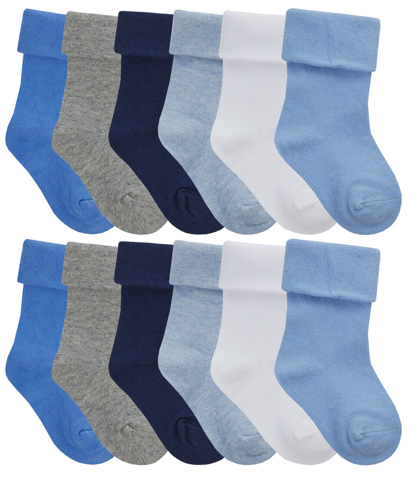 12 Pairs Babies Soft Cotton Turnover Top Socks