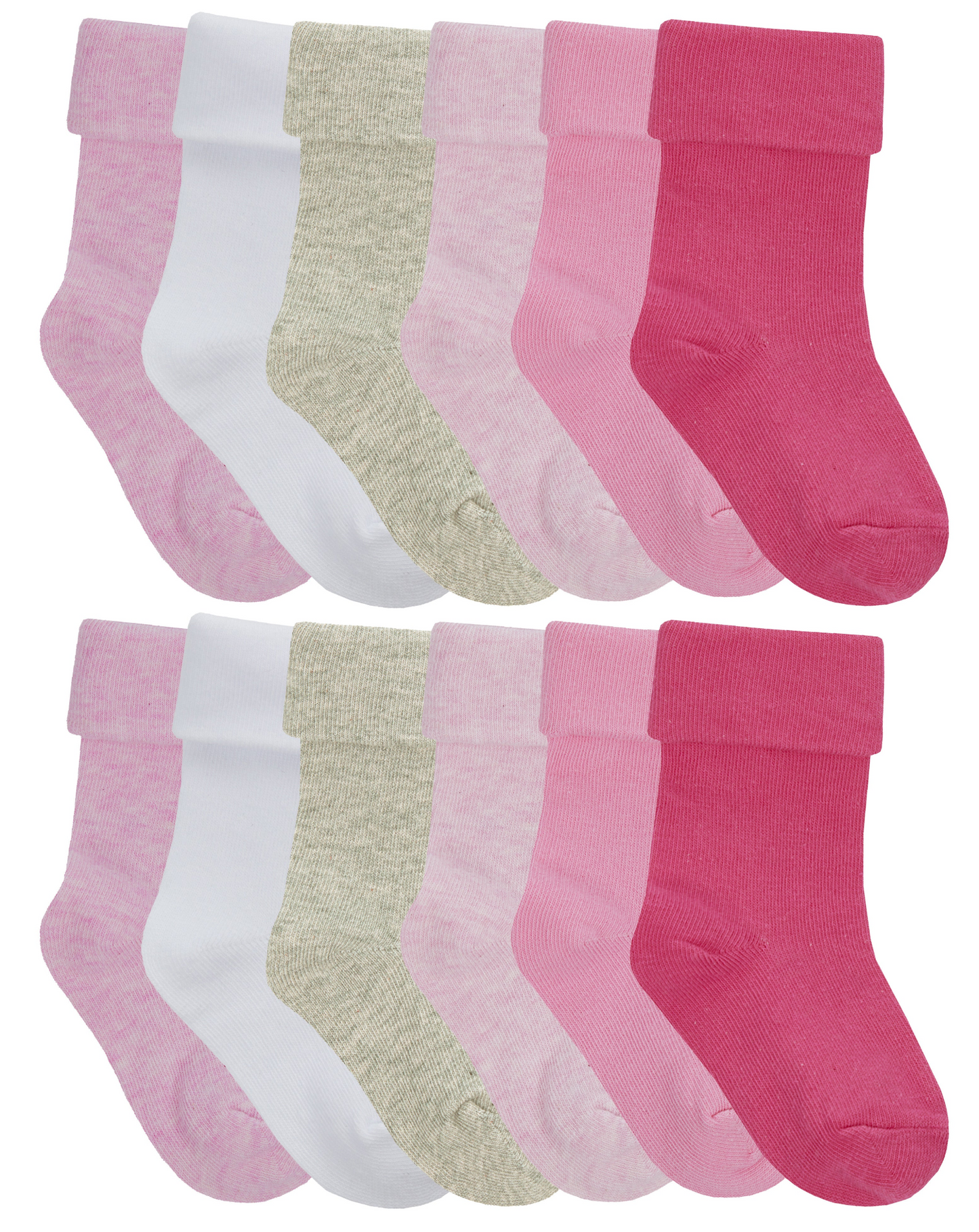 12 Pairs Babies Soft Cotton Turnover Top Socks