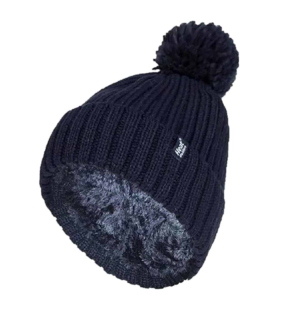 Ladies Ribbed Cuffed Thermal Pom Pom Bobble Hat