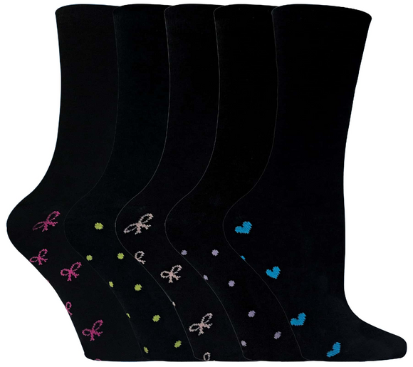 Ladies Cotton Dress Socks with Patterned Sole