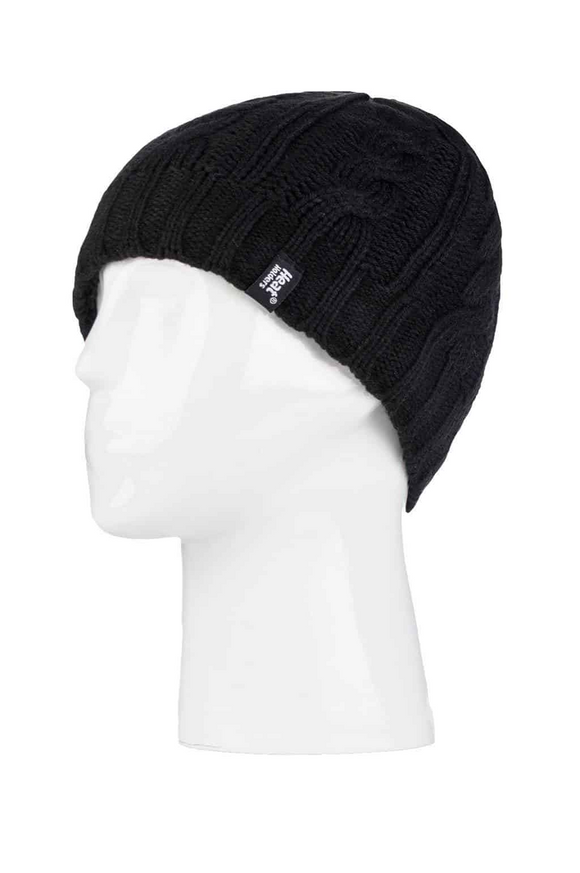 Ladies Cable Knit Thermal Fleece Lined Winter Hat