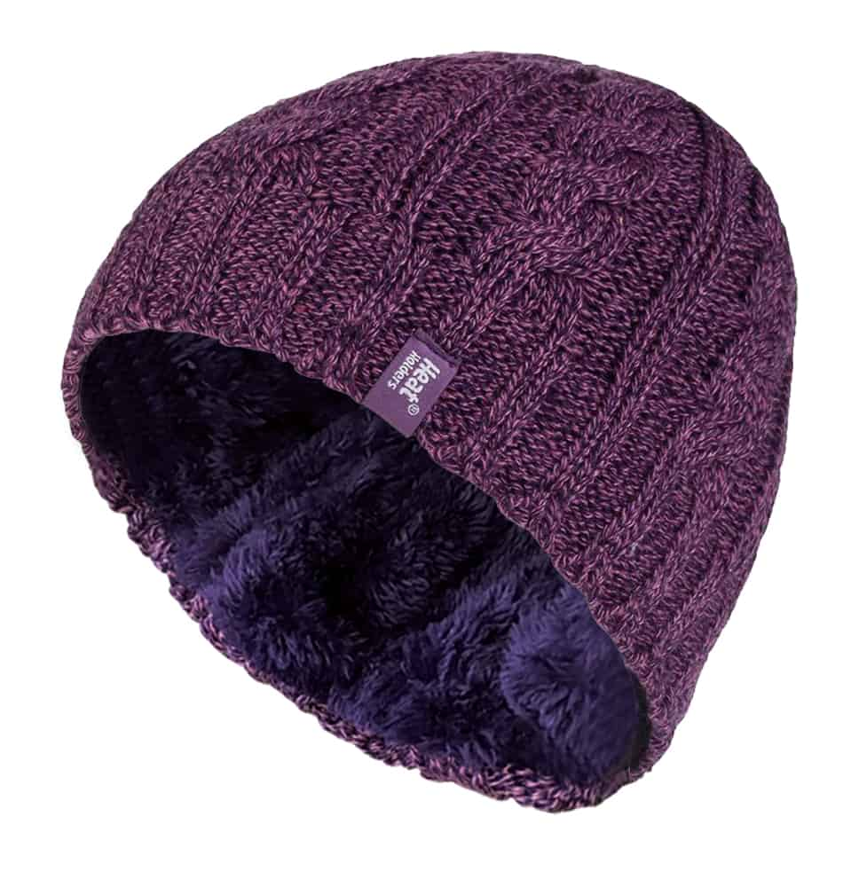 Ladies Cable Knit Thermal Fleece Lined Winter Hat