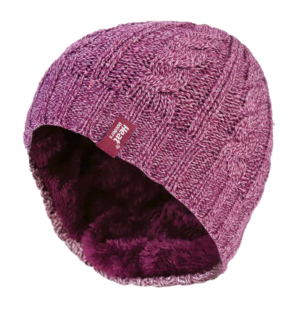 Ladies Cable Knit Thermal Fleece Lined Winter Hat