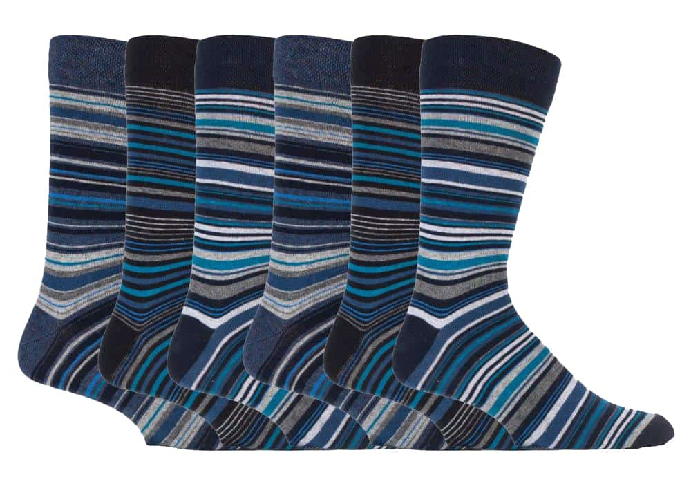 6 Pairs Mens Striped Cotton Rich Dress Socks