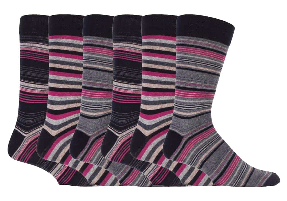 6 Pairs Mens Striped Cotton Rich Dress Socks