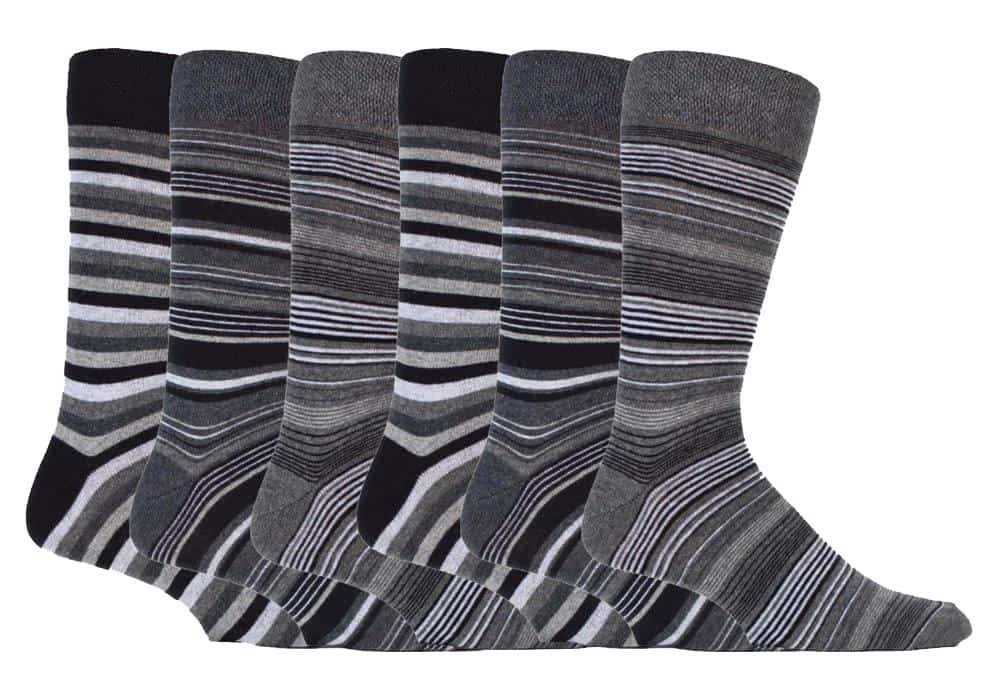 6 Pairs Mens Striped Cotton Rich Dress Socks