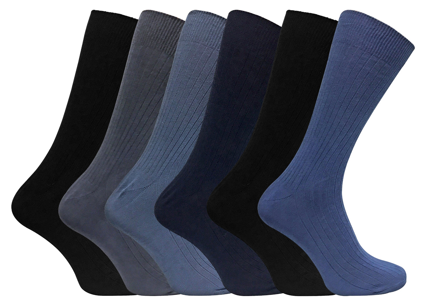 6 Pairs Mens Ribbed Breathable 100% Cotton Socks