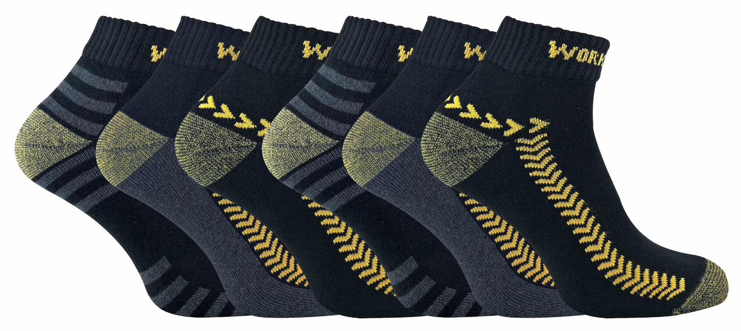 6 Pairs Mens Heavy Duty Cotton Low Cut Work Socks