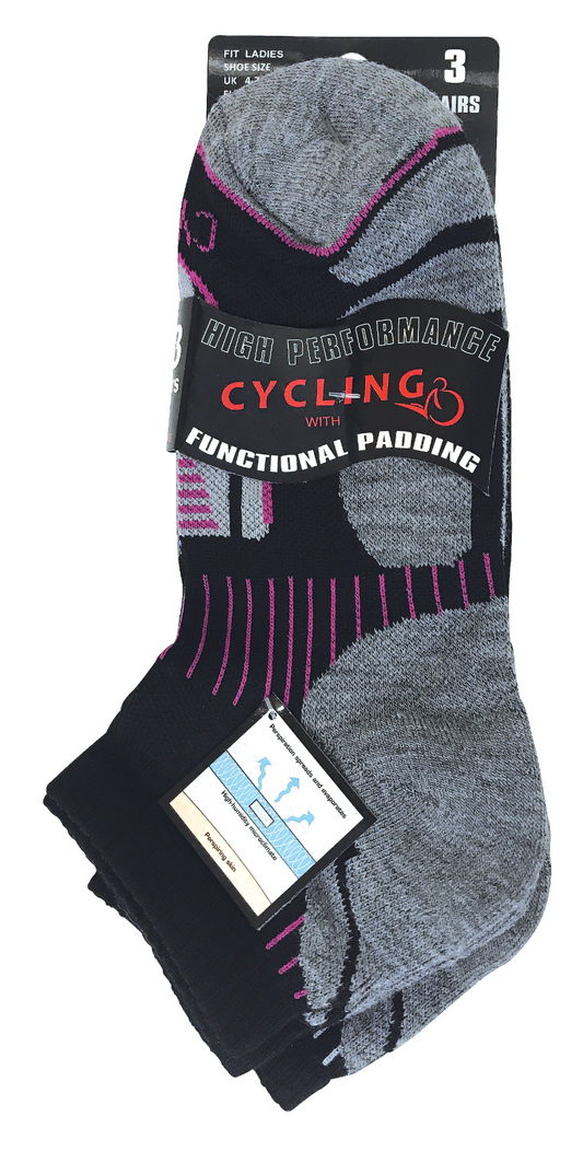 3 Pairs Ladies Anti Sweat Ankle Cycling Socks