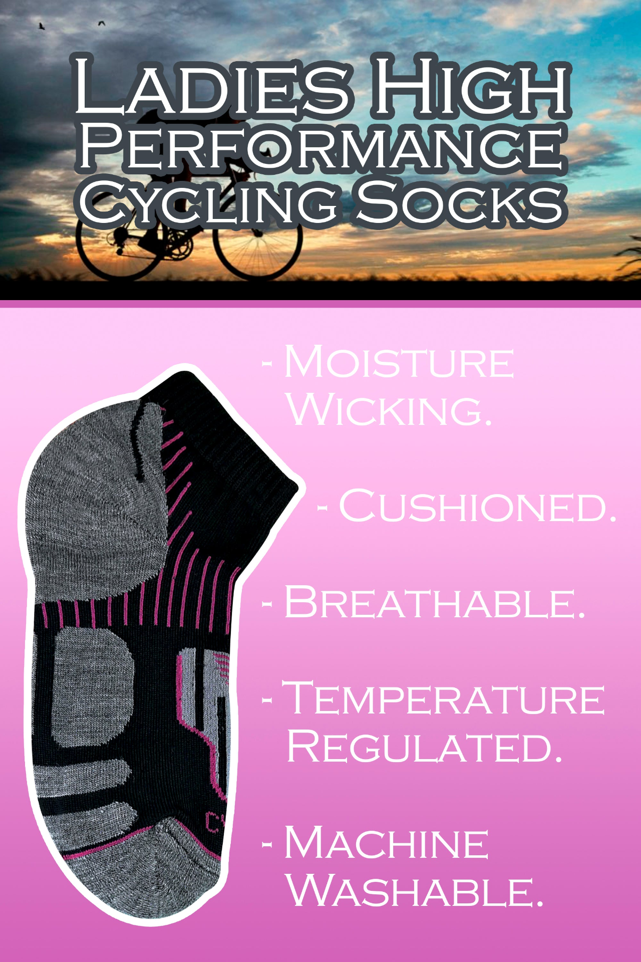 3 Pairs Ladies Anti Sweat Ankle Cycling Socks