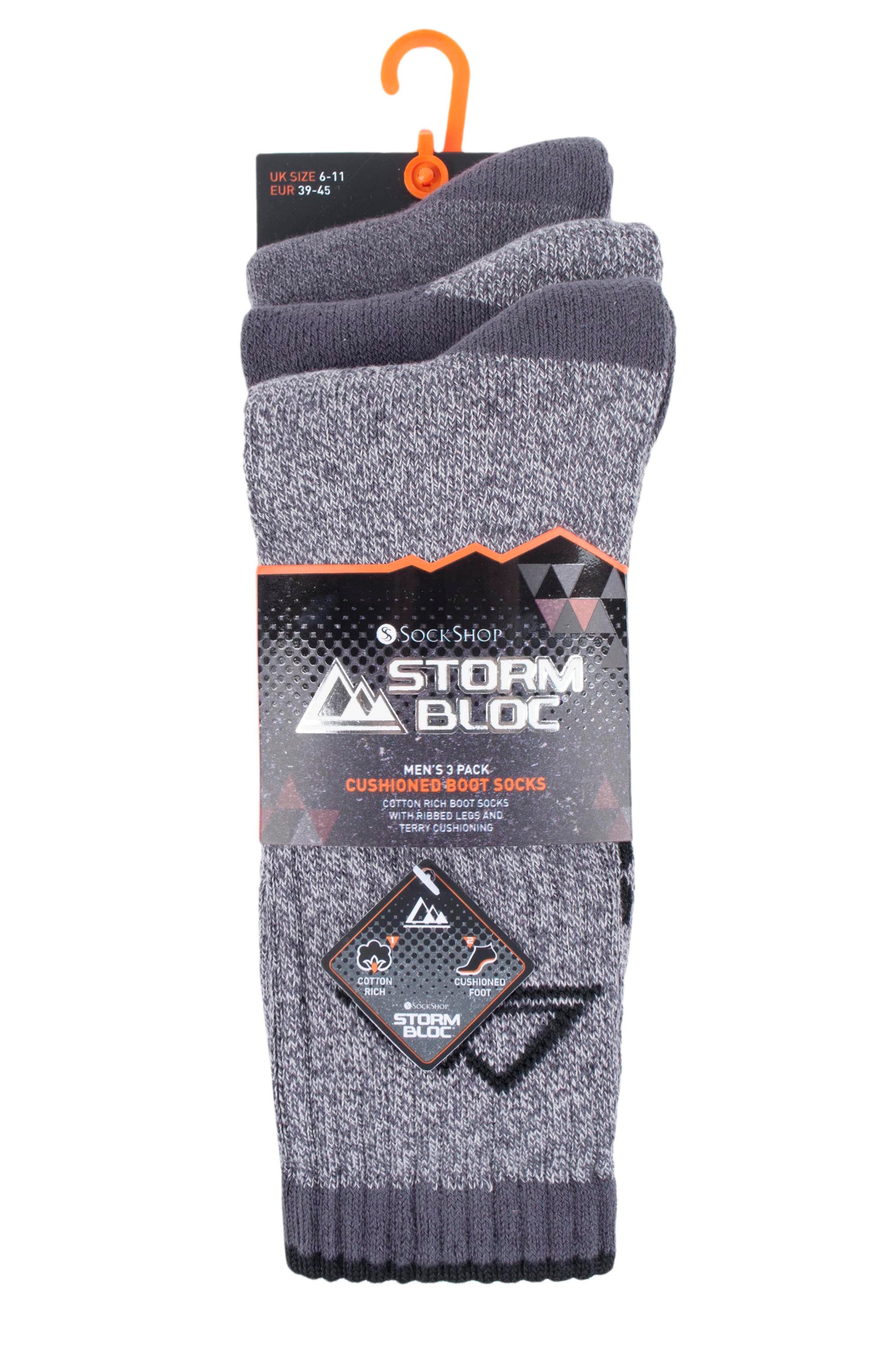 3 Pairs Mens Lightweight Cotton Rich Hiking Socks