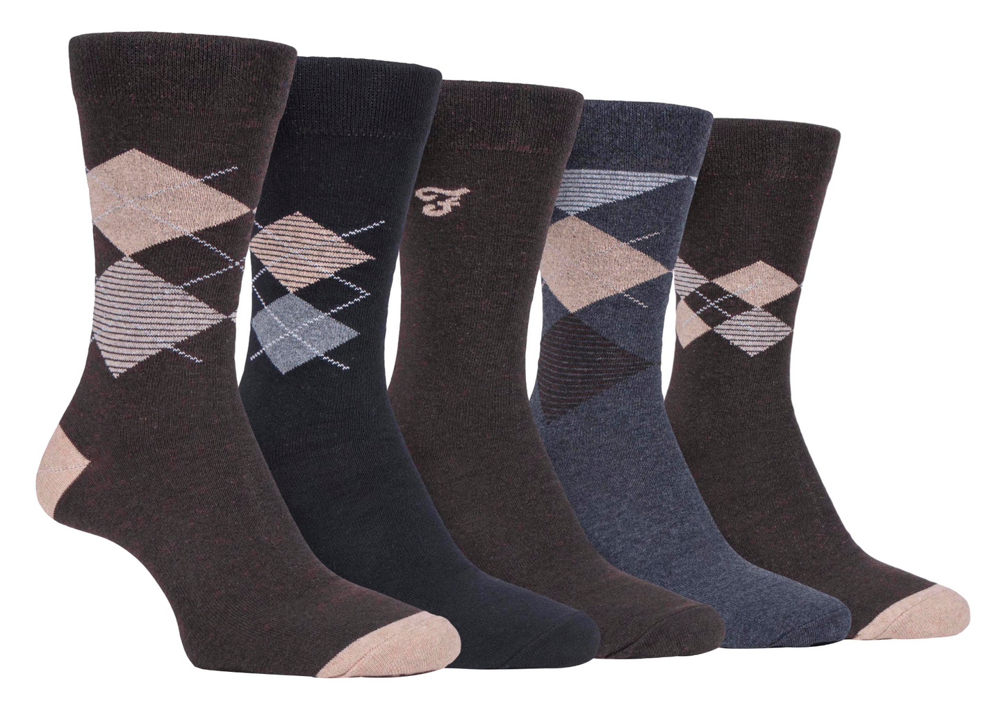 5 Pairs Mens Classic Patterned Cotton Dress Socks