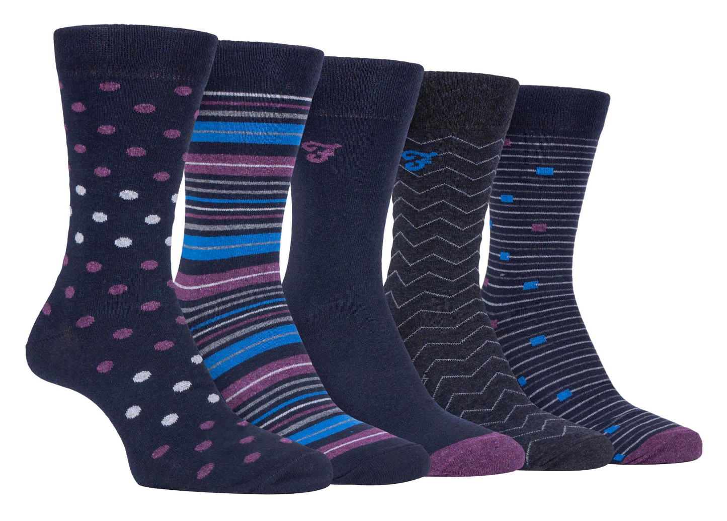 5 Pairs Mens Classic Patterned Cotton Dress Socks