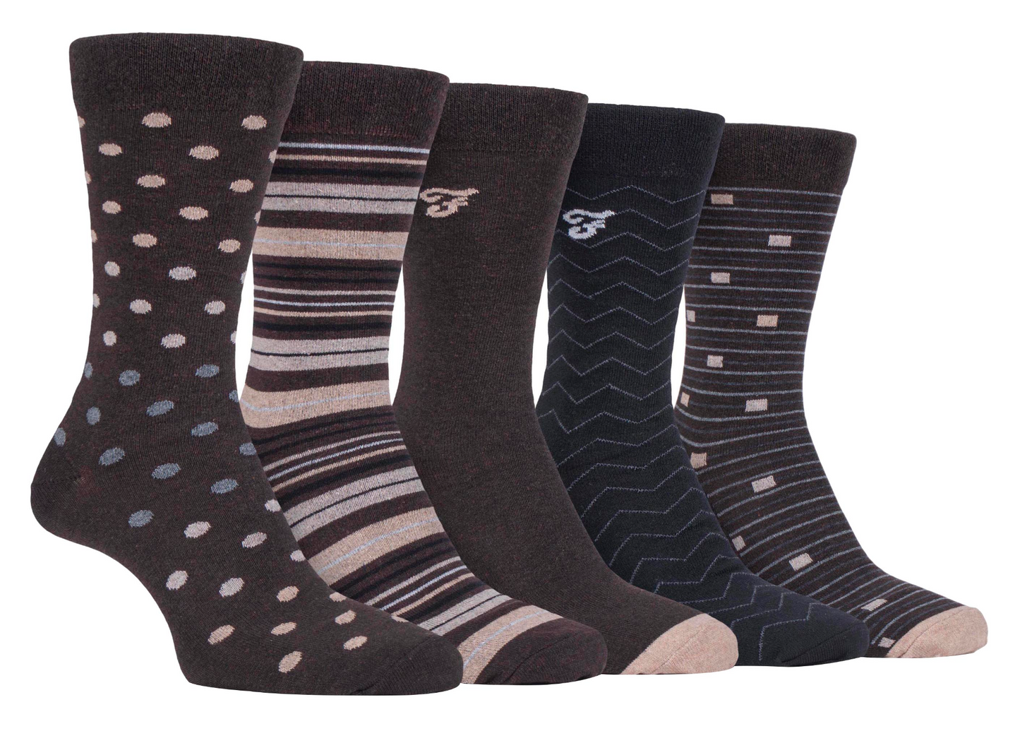 5 Pairs Mens Classic Patterned Cotton Dress Socks