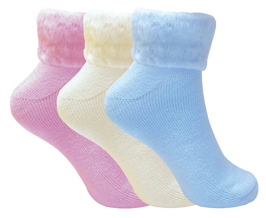 3 Pairs Ladies Pastel Fluffy Warm Bed Socks