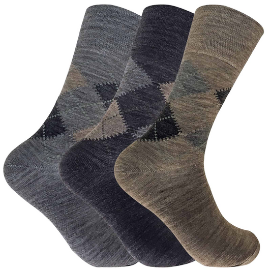 3 Pairs Mens Warm Lambs Wool Non Elastic Socks