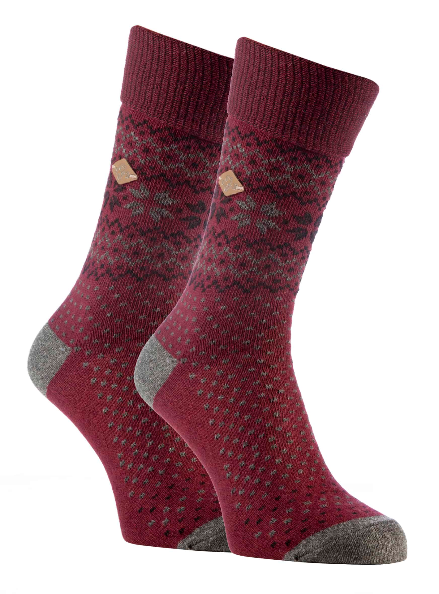 2 Pairs Mens Fairisle Formal Wool Mix Dress Socks