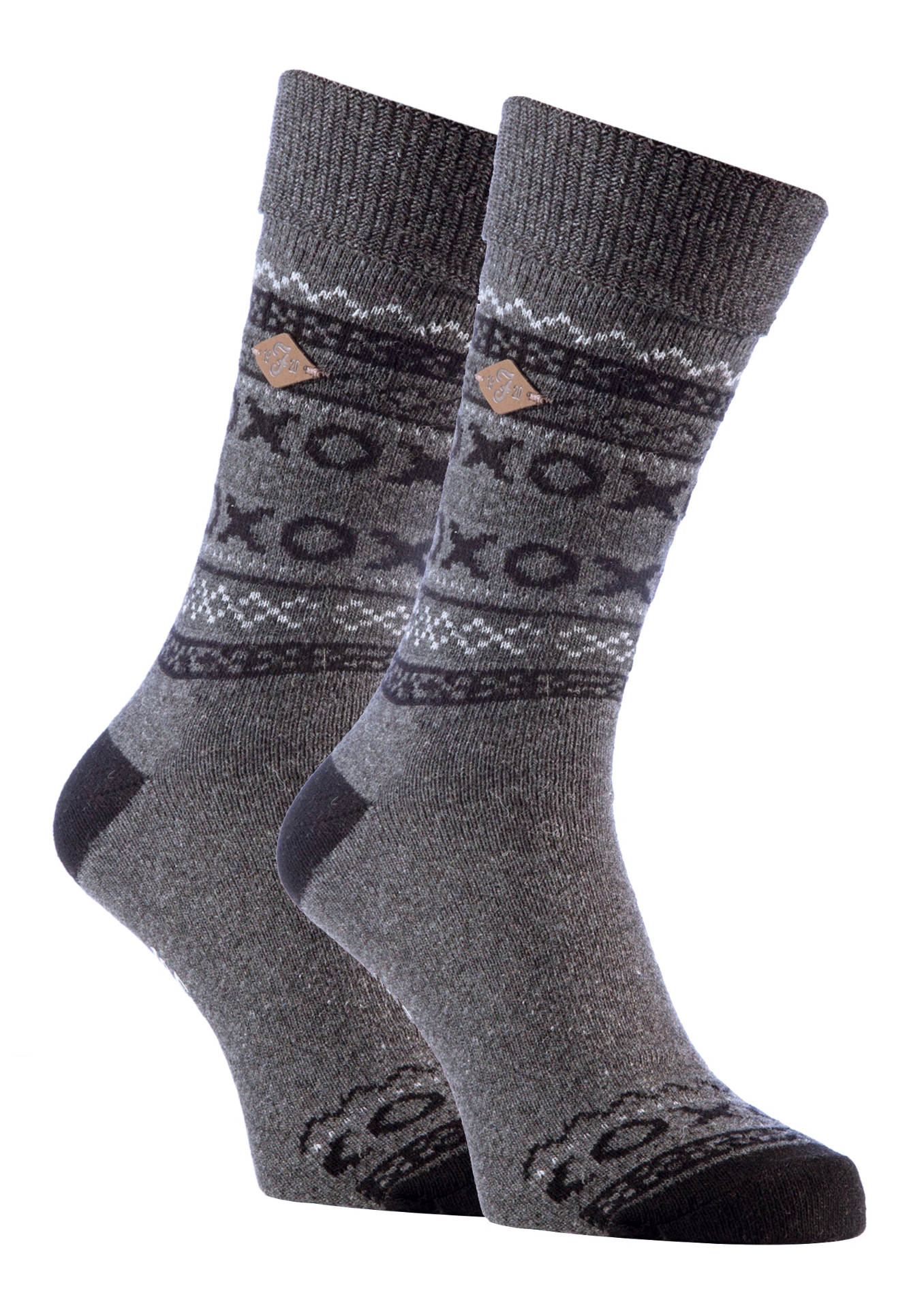 2 Pairs Mens Fairisle Formal Wool Mix Dress Socks