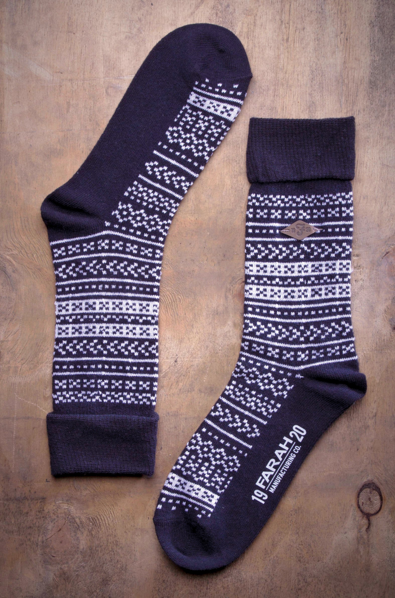 2 Pairs Mens Fairisle Formal Wool Mix Dress Socks