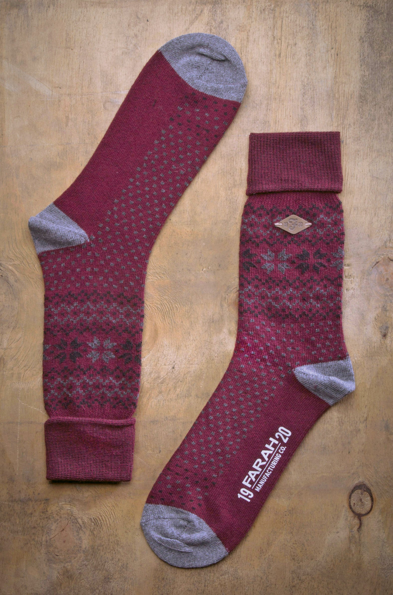 2 Pairs Mens Fairisle Formal Wool Mix Dress Socks