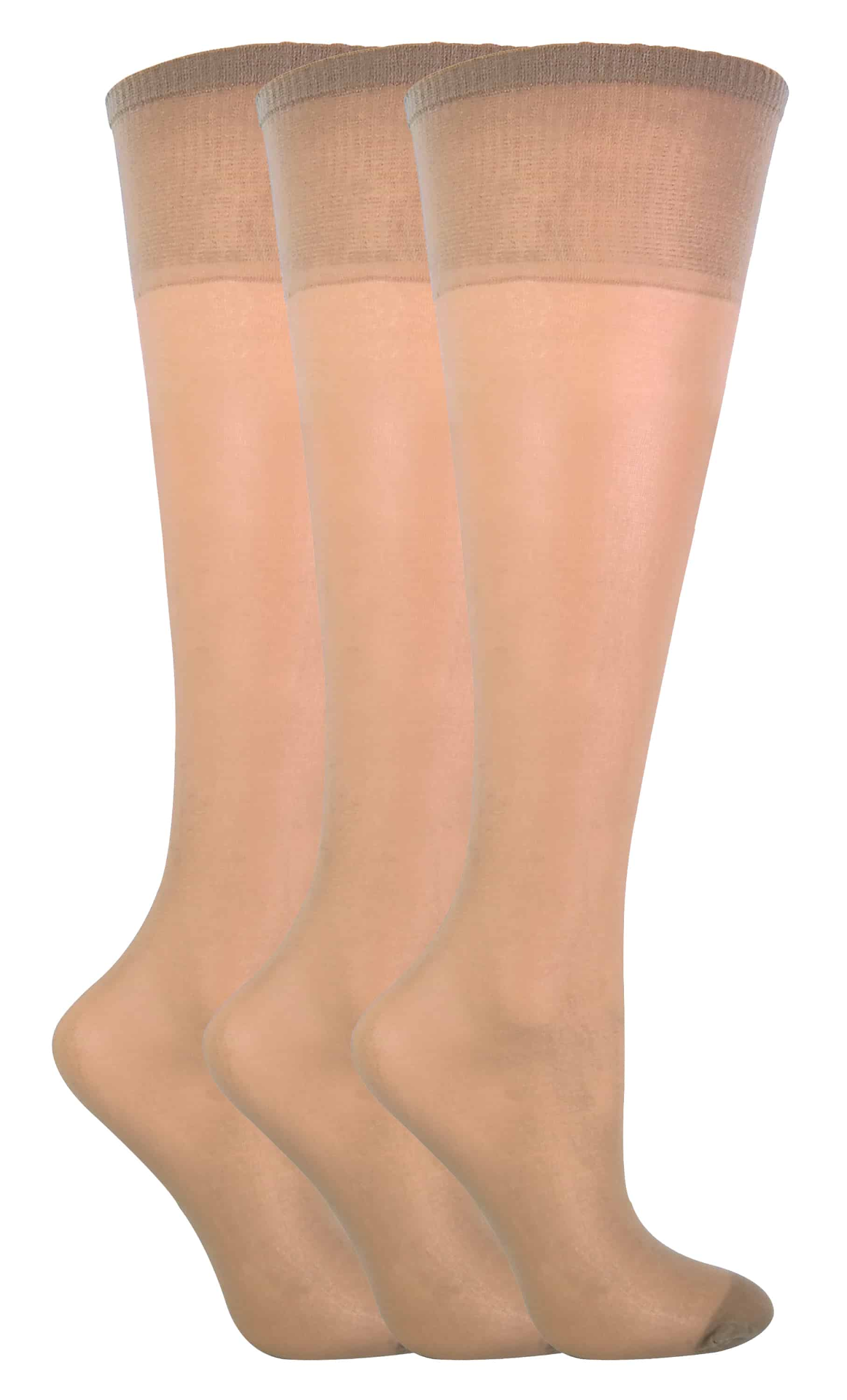 3 Pairs Ladies 15 Denier Nylon Knee High Pop Socks