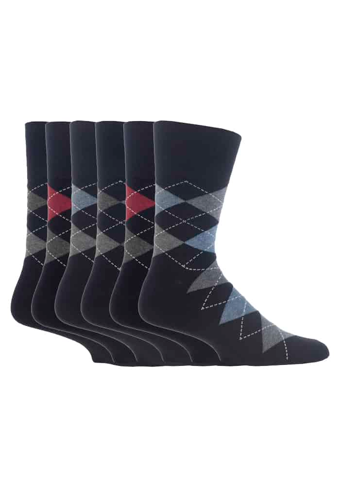 6 Pairs Mens Non Elastic Socks 12-14 UK