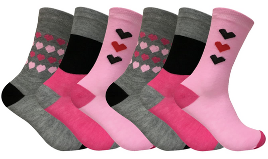 6 Pairs Ladies Novelty Patterned Dress Socks