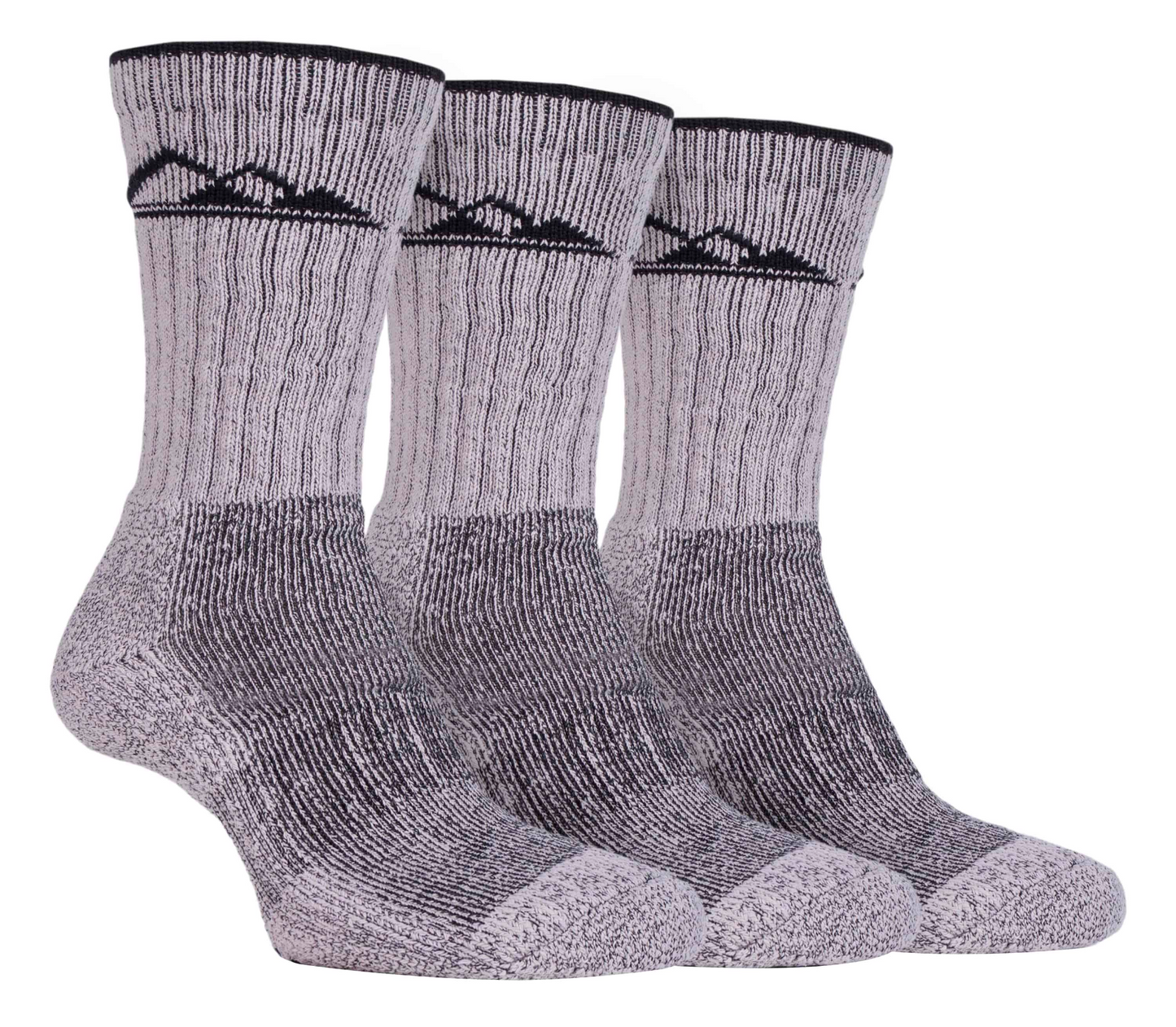 3 Pairs Mens Cushioned Cotton Rich Hiking Socks