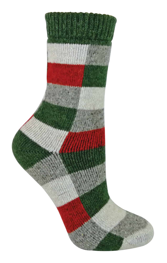 Ladies Checkered Wool / Silk Blend Socks