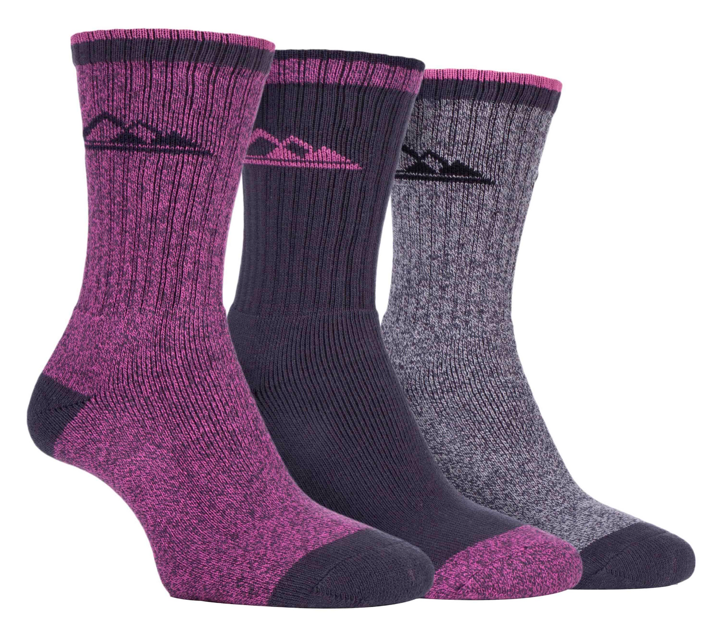 3 Pairs Ladies Lightweight Cotton Hiking Socks