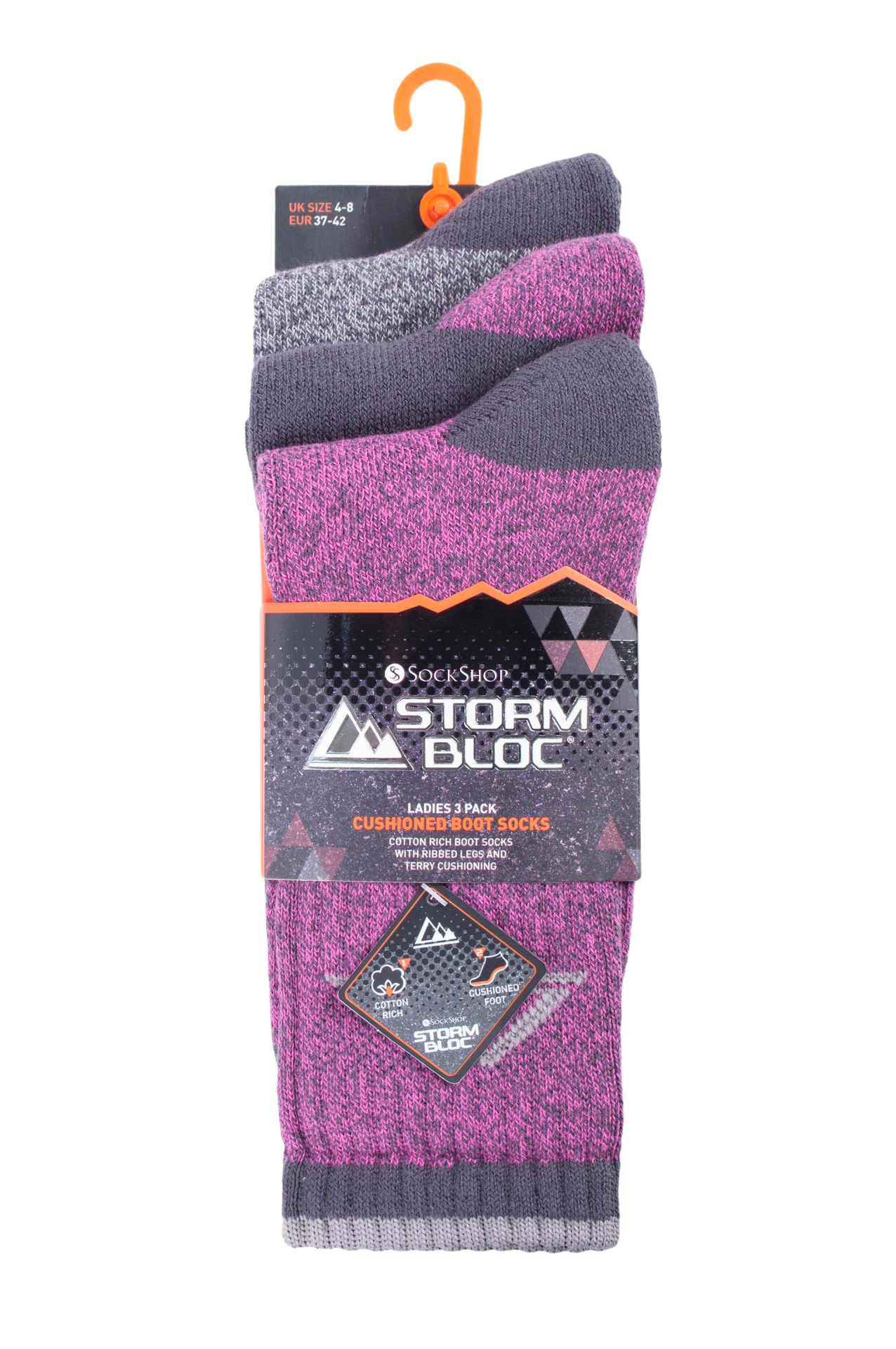 3 Pairs Ladies Lightweight Cotton Hiking Socks