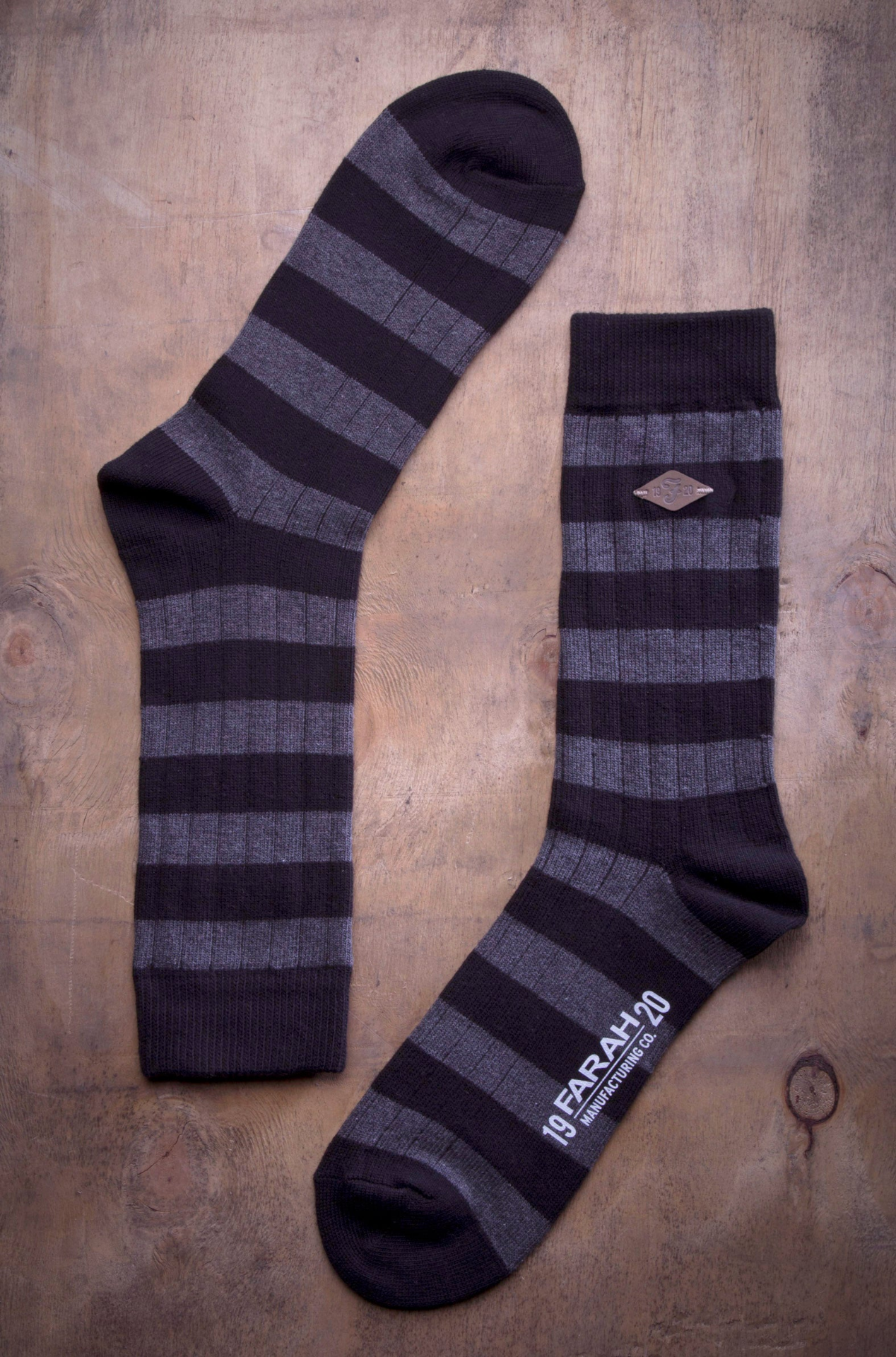 2 Pairs Mens Cotton Striped Ribbed Boot Socks