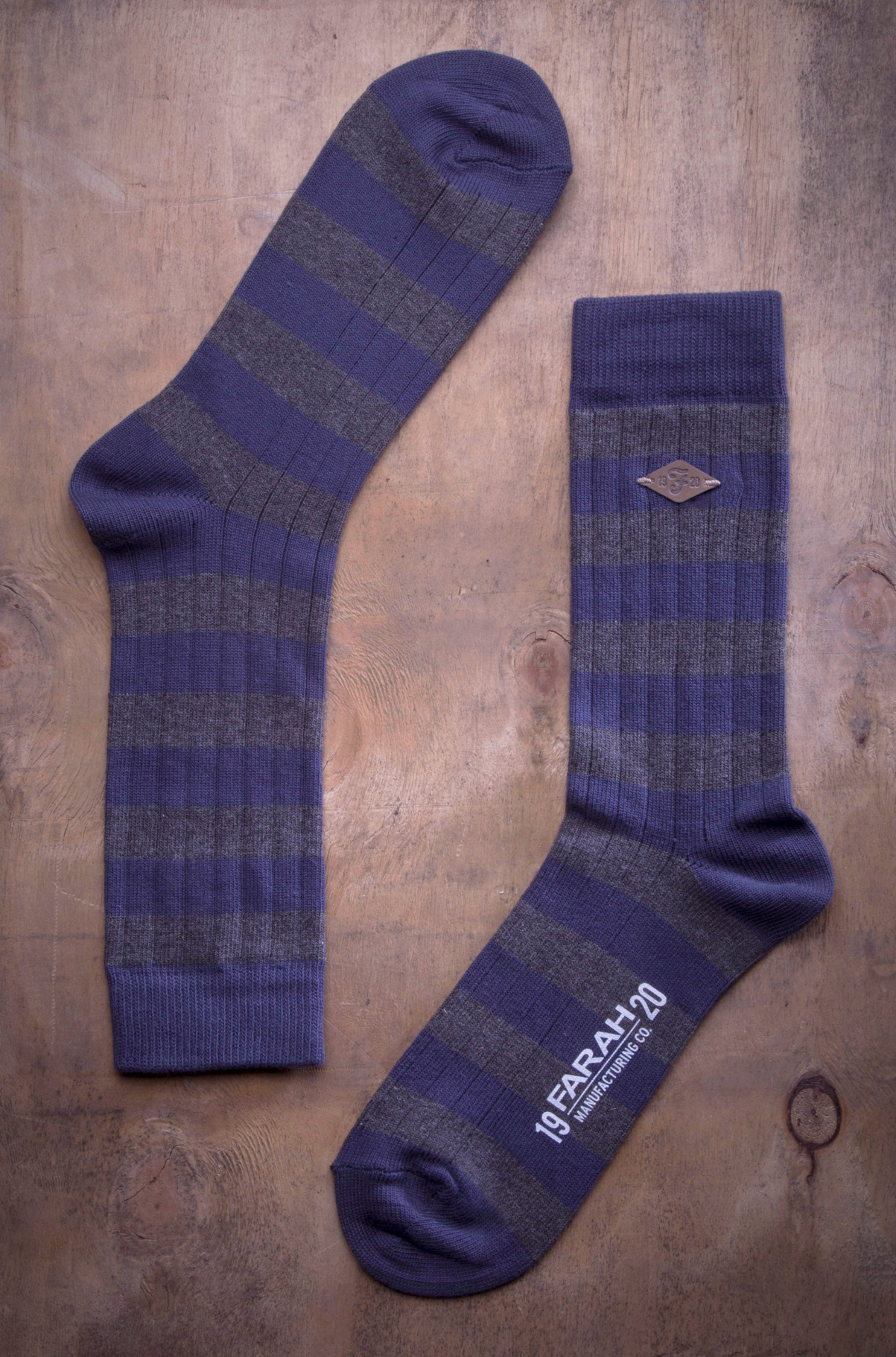 2 Pairs Mens Cotton Striped Ribbed Boot Socks