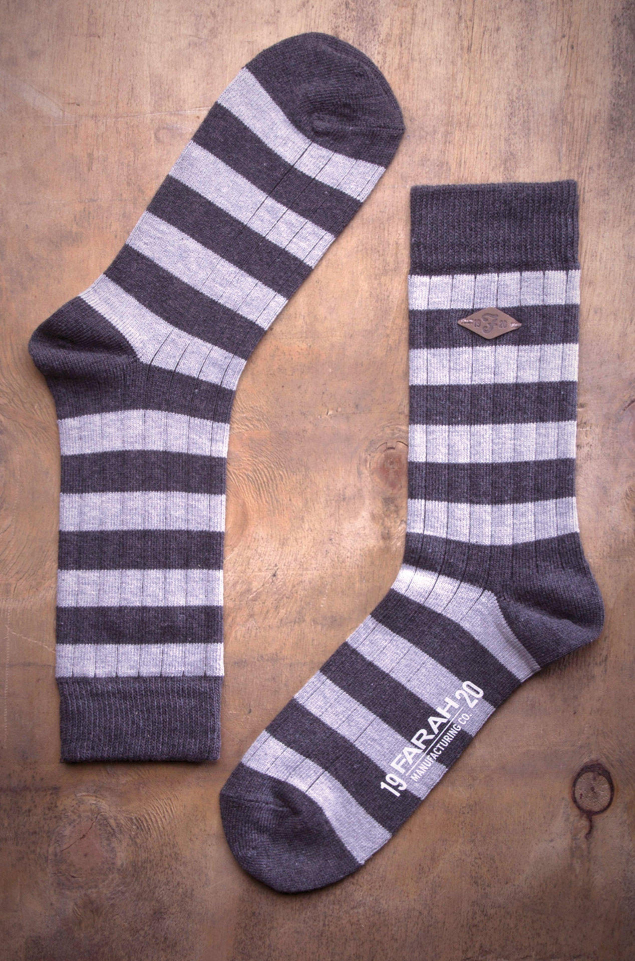 2 Pairs Mens Cotton Striped Ribbed Boot Socks