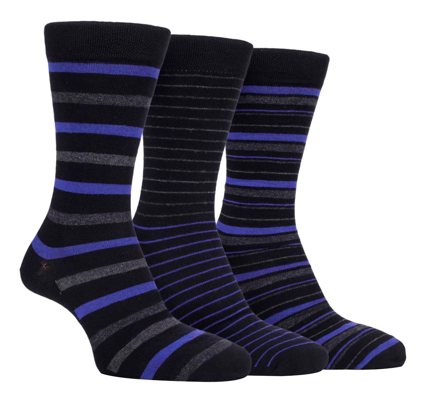 3 Pairs Mens Colourful Plain Striped Bamboo Socks