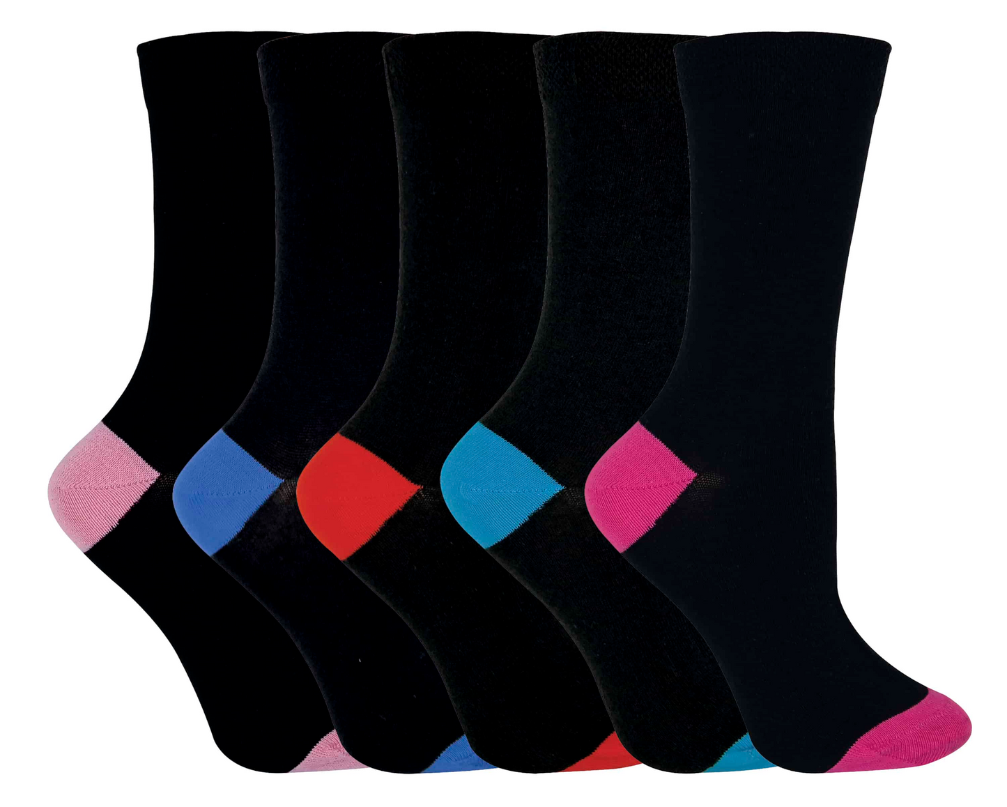 Ladies Soft Top Coloured Heel & Toe Cotton Socks