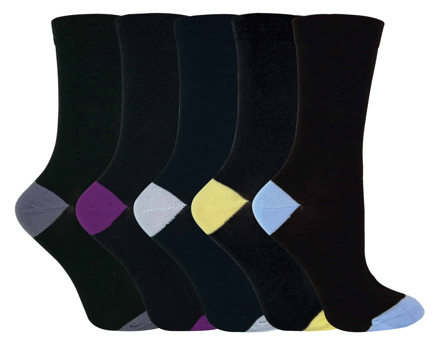 Ladies Soft Top Coloured Heel & Toe Cotton Socks