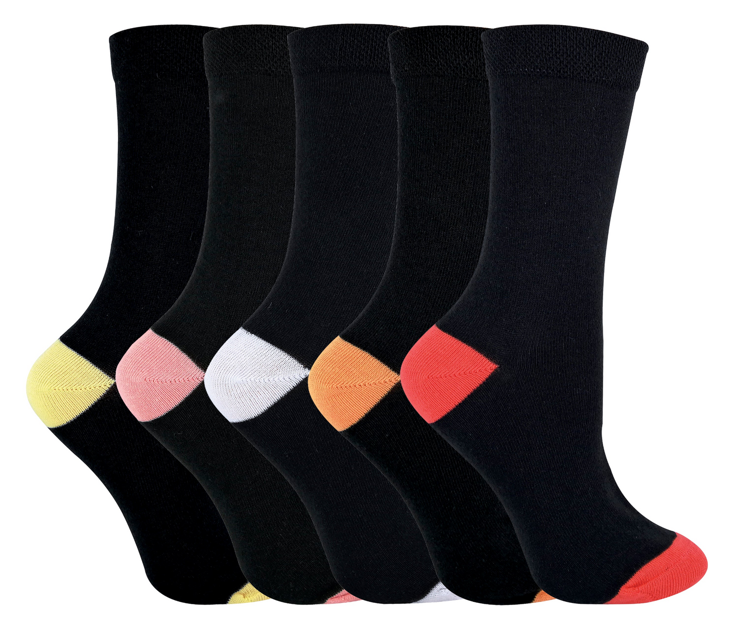 Ladies Soft Top Coloured Heel & Toe Cotton Socks