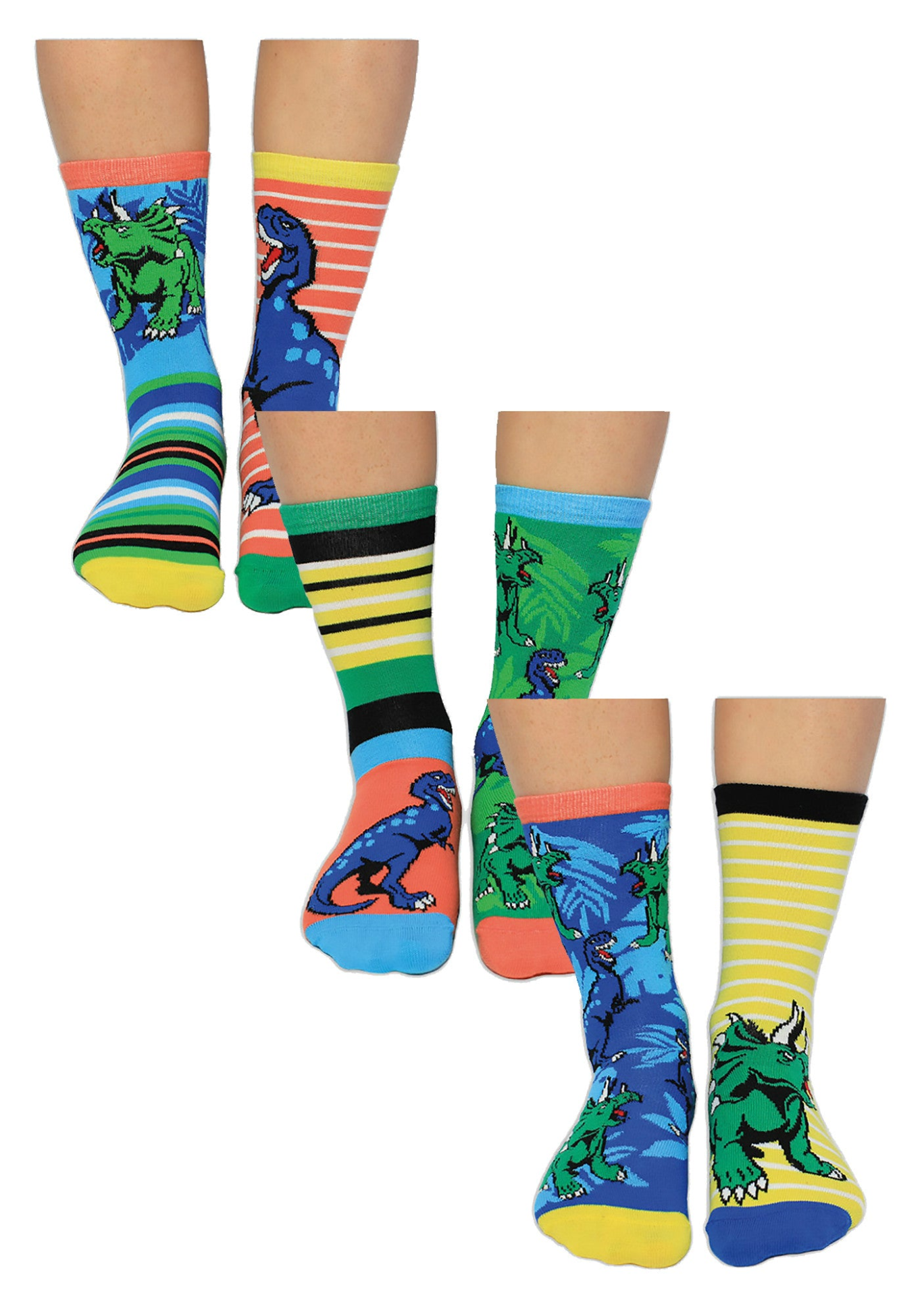 Boys 6 Pack Dino Eggs Novelty Cotton Odd Socks