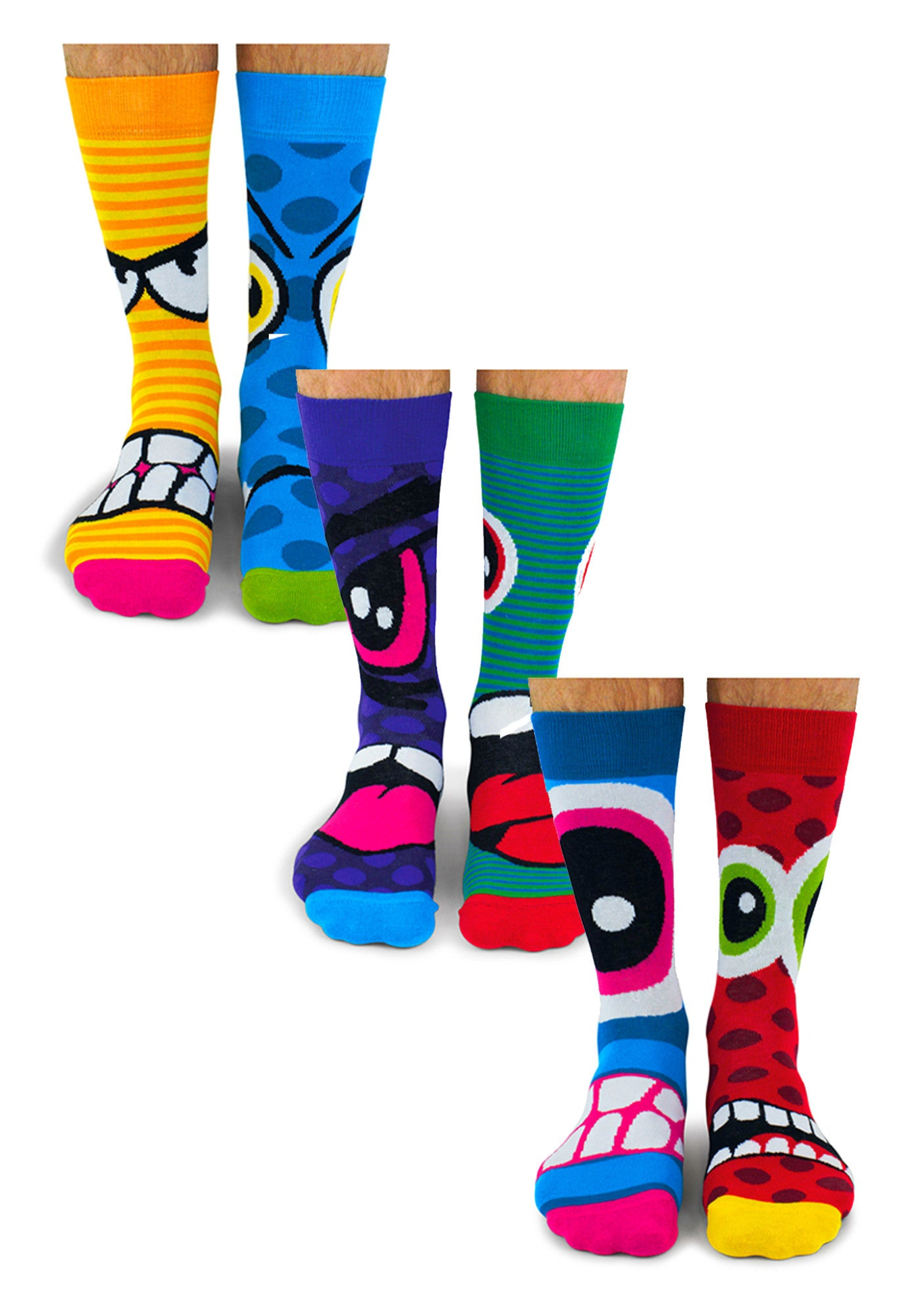 6 Pack Men’s Stress Heads Novelty Funky Odd Socks